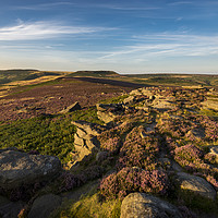 Buy canvas prints of Sunset colours on Hathersage moor by Andrew Kearton
