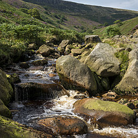 Buy canvas prints of Rocky moorland stream at Crowden, Derbyshire by Andrew Kearton