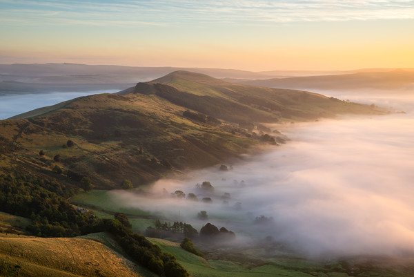 A gentle autumn mist in the Peak District Picture Board by Andrew Kearton