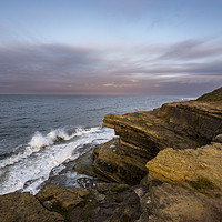 Buy canvas prints of Dusk at Filey Brigg, North Yorkshire by Andrew Kearton