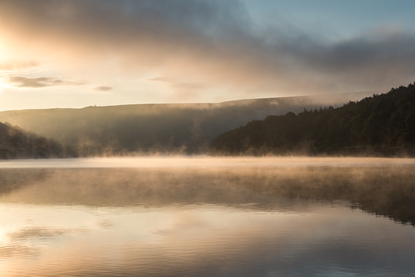 Ladybower mists Picture Board by Andrew Kearton