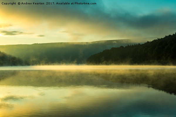 Autumn mist at Ladybower reservoir Picture Board by Andrew Kearton