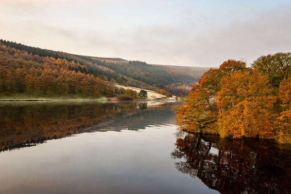 Autumn morning at Ladybower reservoir Picture Board by Andrew Kearton