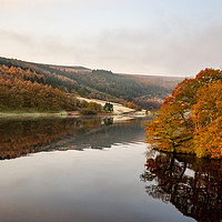 Buy canvas prints of Autumn morning at Ladybower reservoir by Andrew Kearton