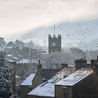 Buy canvas prints of Winter morning in Hayfield village by Andrew Kearton