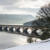Buy canvas prints of Ashopton Viaduct, Ladybower reservoir in winter by Andrew Kearton