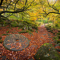 Buy canvas prints of Millstone at Padley Gorge, Peak District, England by Andrew Kearton