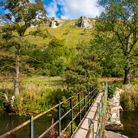 Buy canvas prints of Footbridge over the river Wye at Upperdale, Derbys by Andrew Kearton