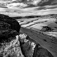 Buy canvas prints of Wispy clouds over a Peak District landscape by Andrew Kearton
