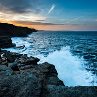 Buy canvas prints of Waves breaking at Filey Brigg, North Yorkshire by Andrew Kearton