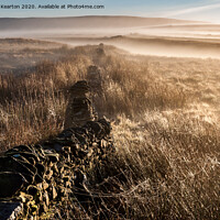 Buy canvas prints of Mist and spider webs on the Pennine moors  by Andrew Kearton