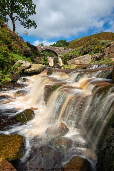 Waterfall at Three Shires Head, Peak District Picture Board by Andrew Kearton