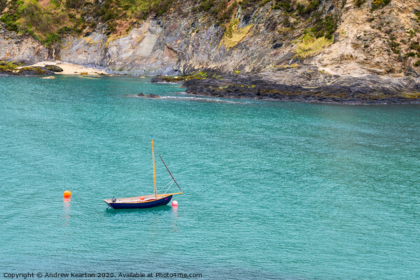 Sailboat at Cwm-yr-Eglwys, Pembrokeshire, Wales Picture Board by Andrew Kearton