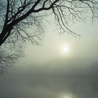 Buy canvas prints of Misty dawn by the lake, Etherow country park, Comp by Andrew Kearton