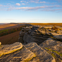 Buy canvas prints of Stanage Edge in autumn, Peak District national park by Andrew Kearton