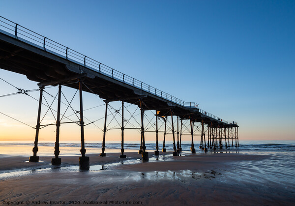 Saltburn pier at dusk, North Yorkshire coast Picture Board by Andrew Kearton