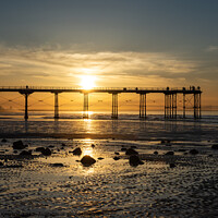 Buy canvas prints of Saltburn pier at sunset, North Yorkshire coast by Andrew Kearton