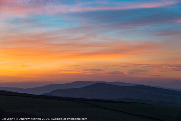 Beautiful dawn over the hills of the High Peak, De Picture Board by Andrew Kearton