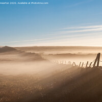 Buy canvas prints of Mist drifting over a moorland wall by Andrew Kearton