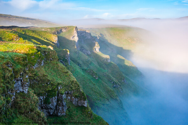 Winnats Pass with morning mist Picture Board by Andrew Kearton