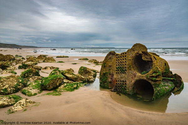 Old shipwreck at Filey Bay, North Yorkshire Picture Board by Andrew Kearton