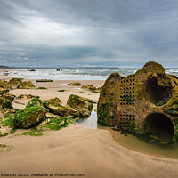 Buy canvas prints of Old shipwreck at Filey Bay, North Yorkshire by Andrew Kearton