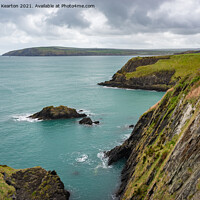 Buy canvas prints of Rugged coastline near Newport, Pembrokeshire, Wale by Andrew Kearton