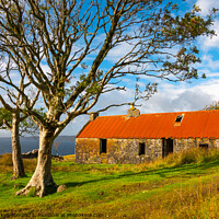 Buy canvas prints of Red roofed ruin at Suisnish, Isle of Skye by Andrew Kearton
