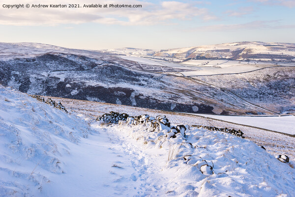 Snow in the hills of the High Peak, Derbyshire Picture Board by Andrew Kearton