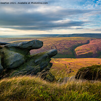 Buy canvas prints of Peak District moorland on a summer evening by Andrew Kearton