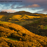 Buy canvas prints of Autumn colour in hills near Harlech, North Wales by Andrew Kearton