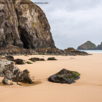 Buy canvas prints of Holywell Bay and Gull rocks, Cornwall by Andrew Kearton
