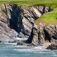 Buy canvas prints of Cliffs at Porth Joke beach, Cornwall by Andrew Kearton
