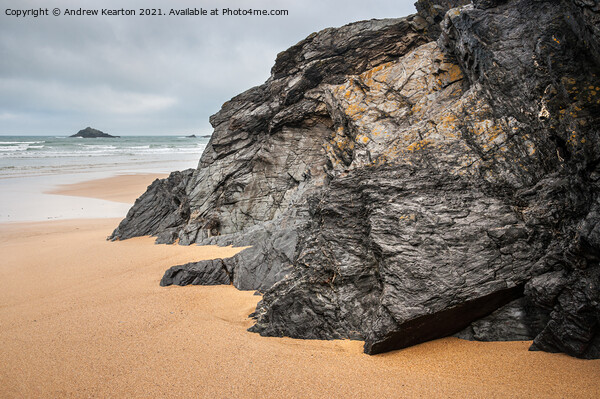 Rocks on Crantock beach, Cornwall Picture Board by Andrew Kearton