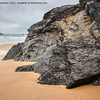 Buy canvas prints of Rocks on Crantock beach, Cornwall by Andrew Kearton
