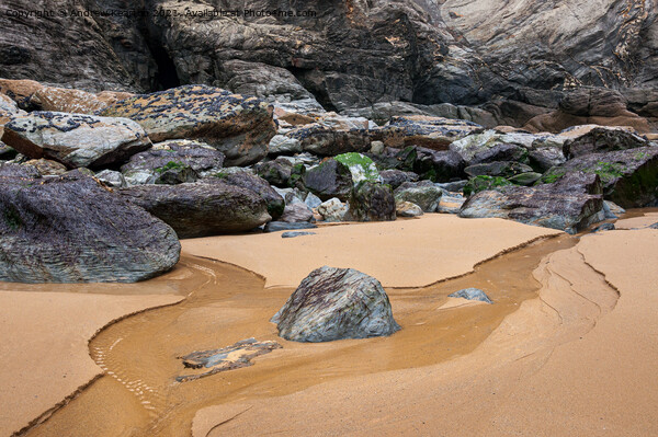 Beach detail at Bedruthan Steps, Cornwall Picture Board by Andrew Kearton