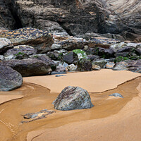 Buy canvas prints of Beach detail at Bedruthan Steps, Cornwall by Andrew Kearton