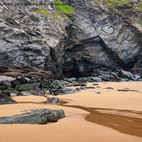 Buy canvas prints of Beach detail at Bedruthan Steps, Cornwall by Andrew Kearton