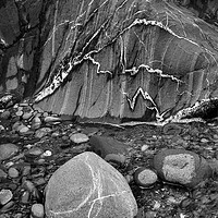 Buy canvas prints of Veins in rock at Trefin beach, Pembrokeshire by Andrew Kearton
