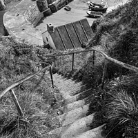 Buy canvas prints of Steps down to Porthgain harbour, Pembrokeshire by Andrew Kearton