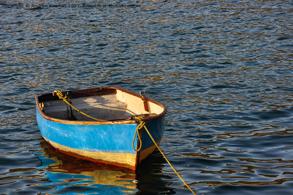 Little row boat in Solva harbour, Pembrokeshire Picture Board by Andrew Kearton