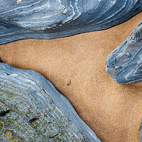 Buy canvas prints of Sand and rock abstract, Penbryn beach, Wales by Andrew Kearton