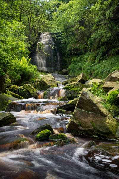 Waterfall at Middle Black Clough, Derbyshire Picture Board by Andrew Kearton