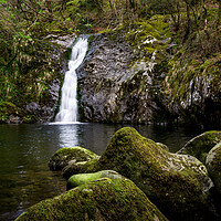 Buy canvas prints of Small waterfall in the Conwy Valley, North Wales by Andrew Kearton