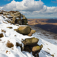 Buy canvas prints of Snow on the north edge of Kinder Scout, Derbyshire by Andrew Kearton