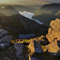 Buy canvas prints of  Dawn breaks over Buttermere by John Malley