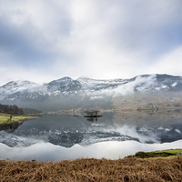Buy canvas prints of  Reflections of Crummock Water by John Malley