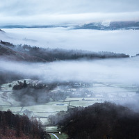 Buy canvas prints of Mist over Grange in Borrowdale by John Malley