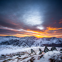 Buy canvas prints of A Winter's Sunset on the Fells by John Malley