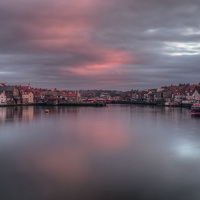 Buy canvas prints of Whitby Harbour Sunset by David Oxtaby  ARPS